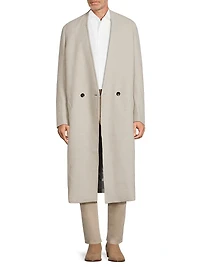 Cedar Wool Collarless Long Coat