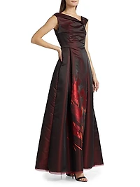 Floral Asymmetric Boatneck Dress