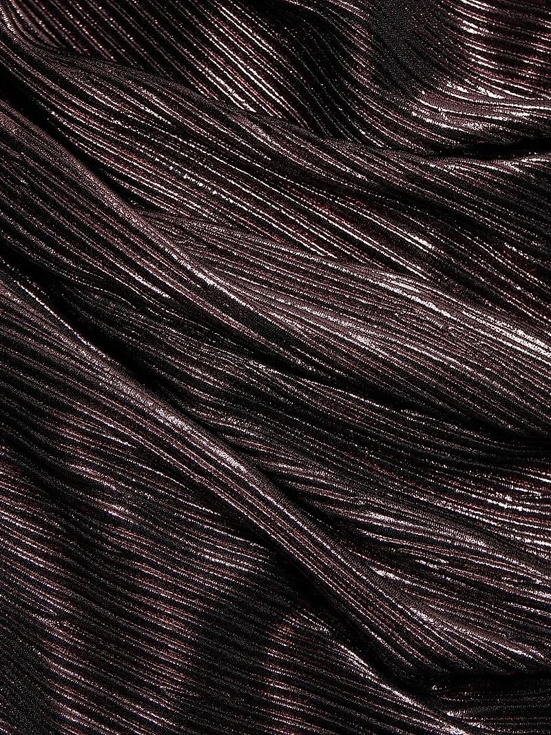 Pleated Metallic Satin Mermaid Gown