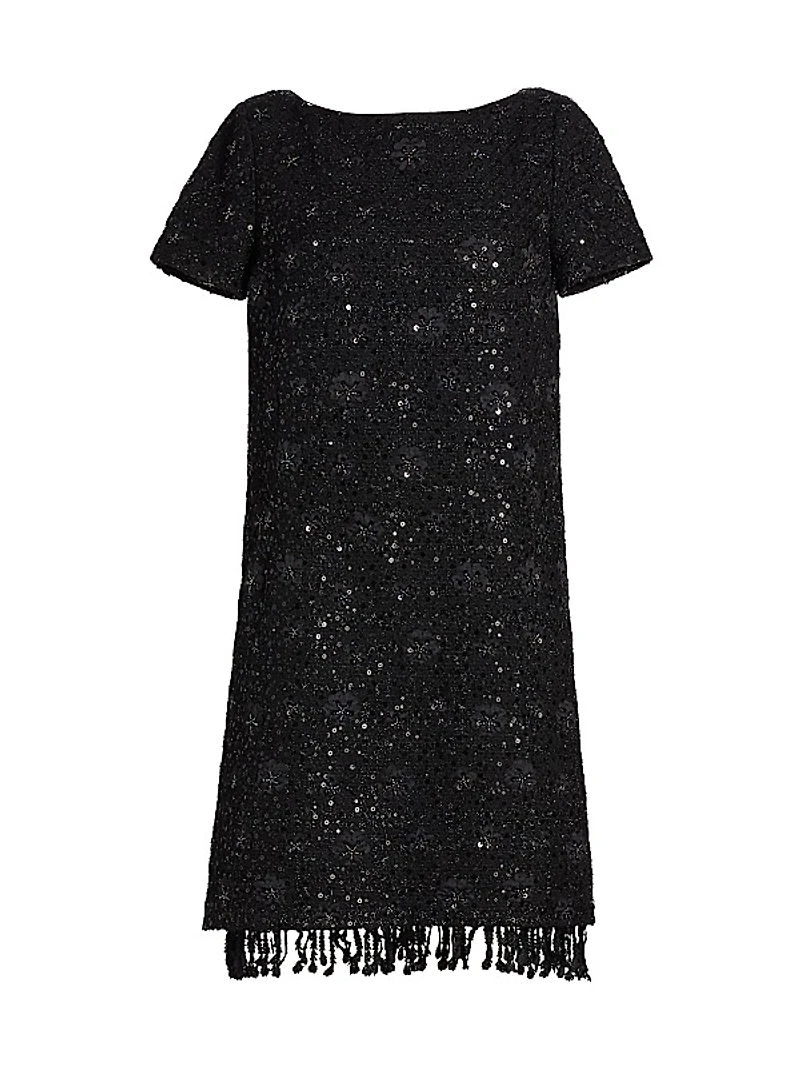 Beaded Tweed Shift Dress