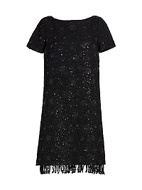 Beaded Tweed Shift Dress