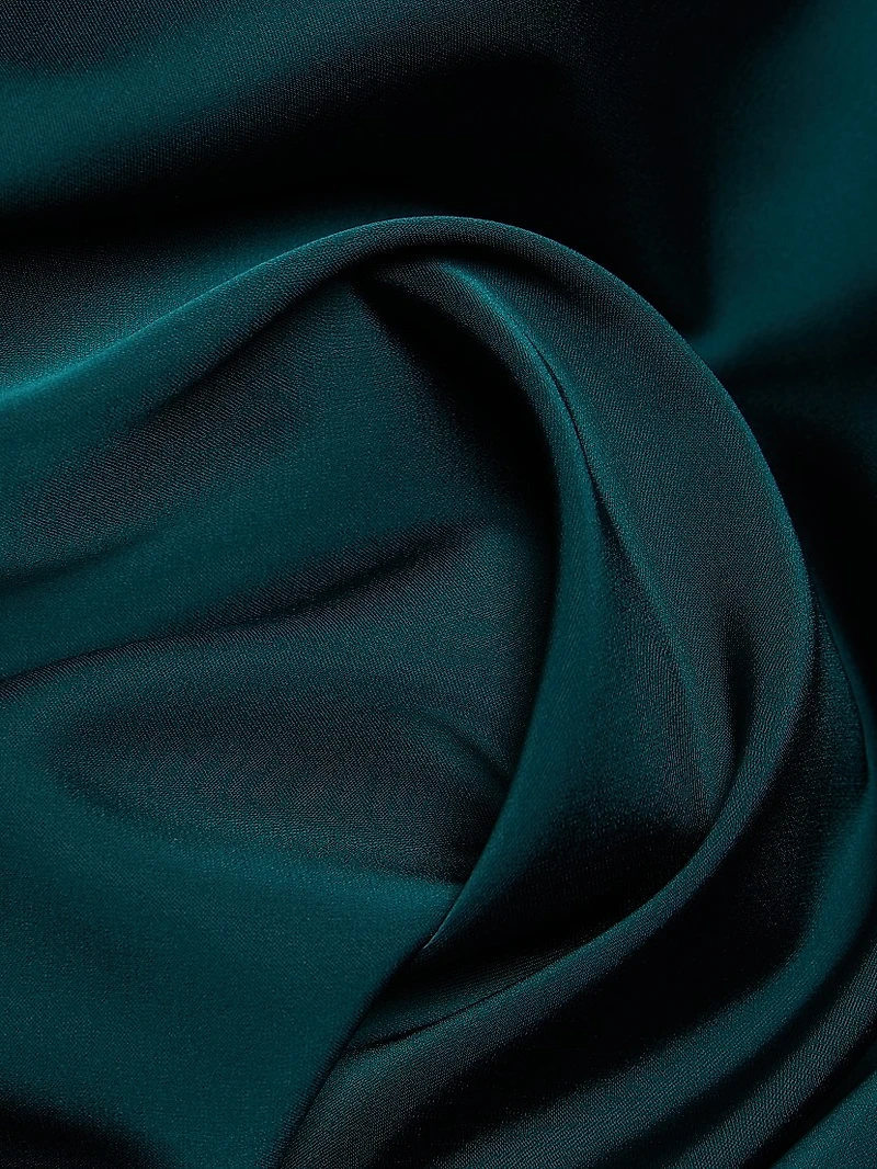 Draped Voile Satin Cape Gown