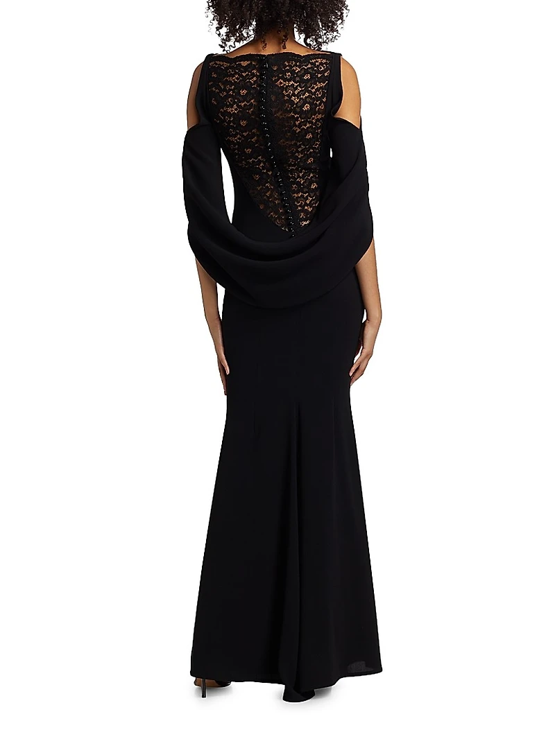 Infinity Sleeve Cady Body-Con Gown