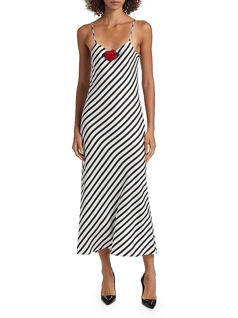 Beetlejuice II x Rodarte Stripe Rosette Shift Maxi Dress