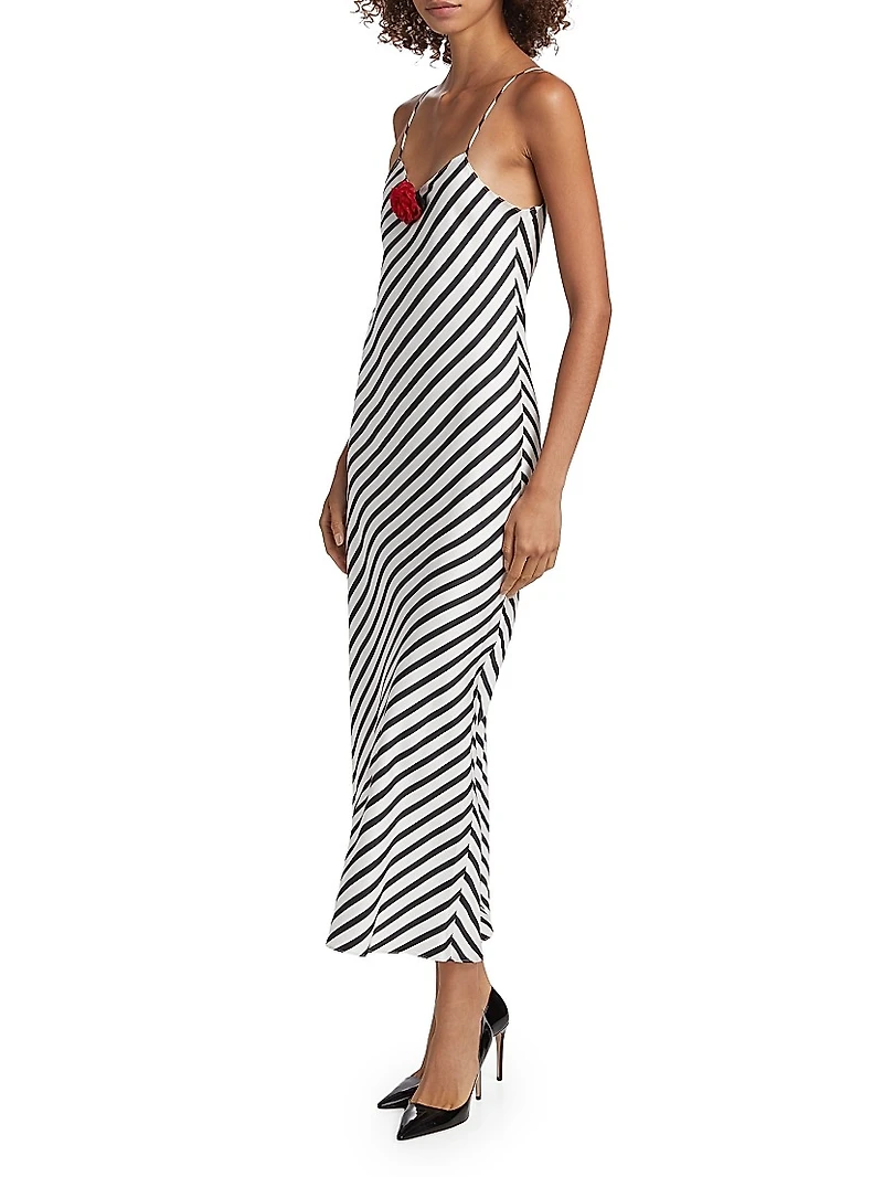 Beetlejuice II x Rodarte Stripe Rosette Shift Maxi Dress