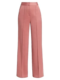 Edia Satin Straight-Leg Pants