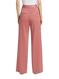 Edia Satin Straight-Leg Pants