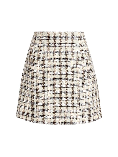 Roman Check Tweed Miniskirt