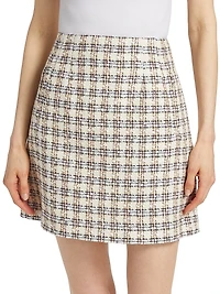 Roman Check Tweed Miniskirt