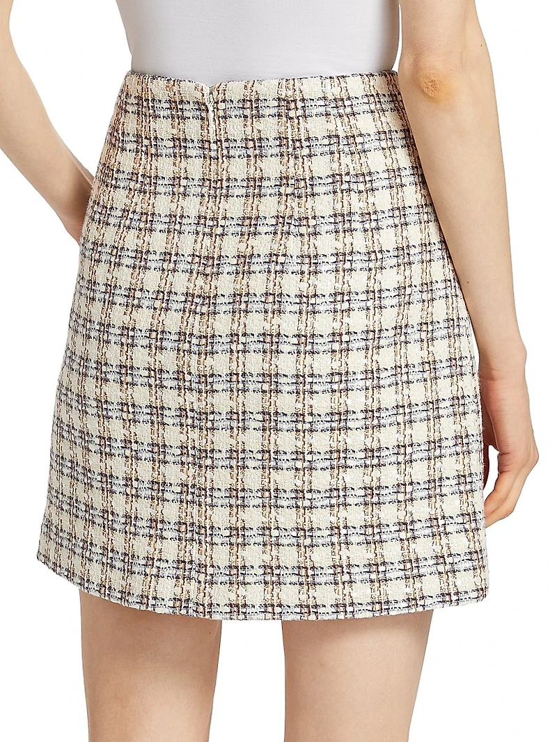 Roman Check Tweed Miniskirt