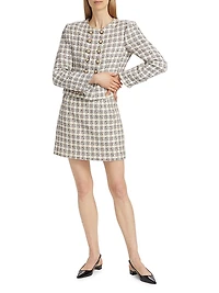 Roman Check Tweed Miniskirt