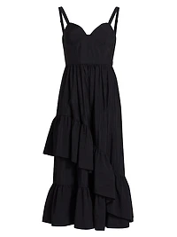 Amy Asymmetric Ruffle Midi-Dress