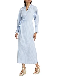 Briar Pinstripe Wrap Maxi Dress