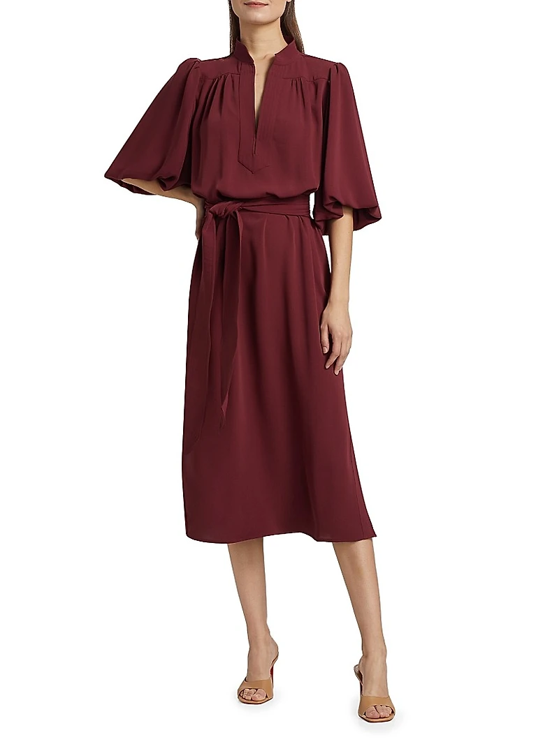Dani Tie-Waist Short-Sleeve Shirtdress