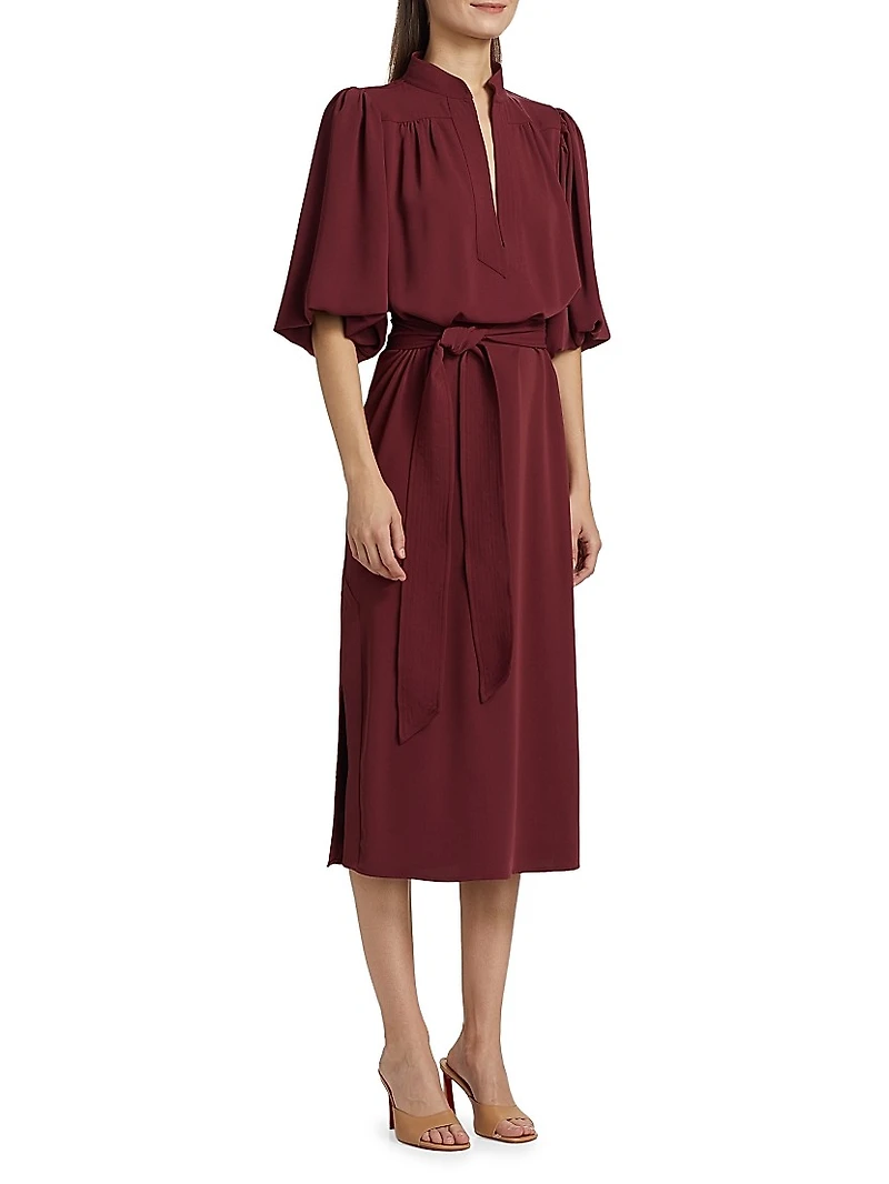 Dani Tie-Waist Short-Sleeve Shirtdress