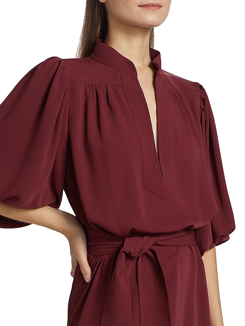 Dani Tie-Waist Short-Sleeve Shirtdress