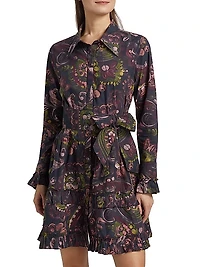 Cami Floral Cotton Tie-Waist Shirtdress