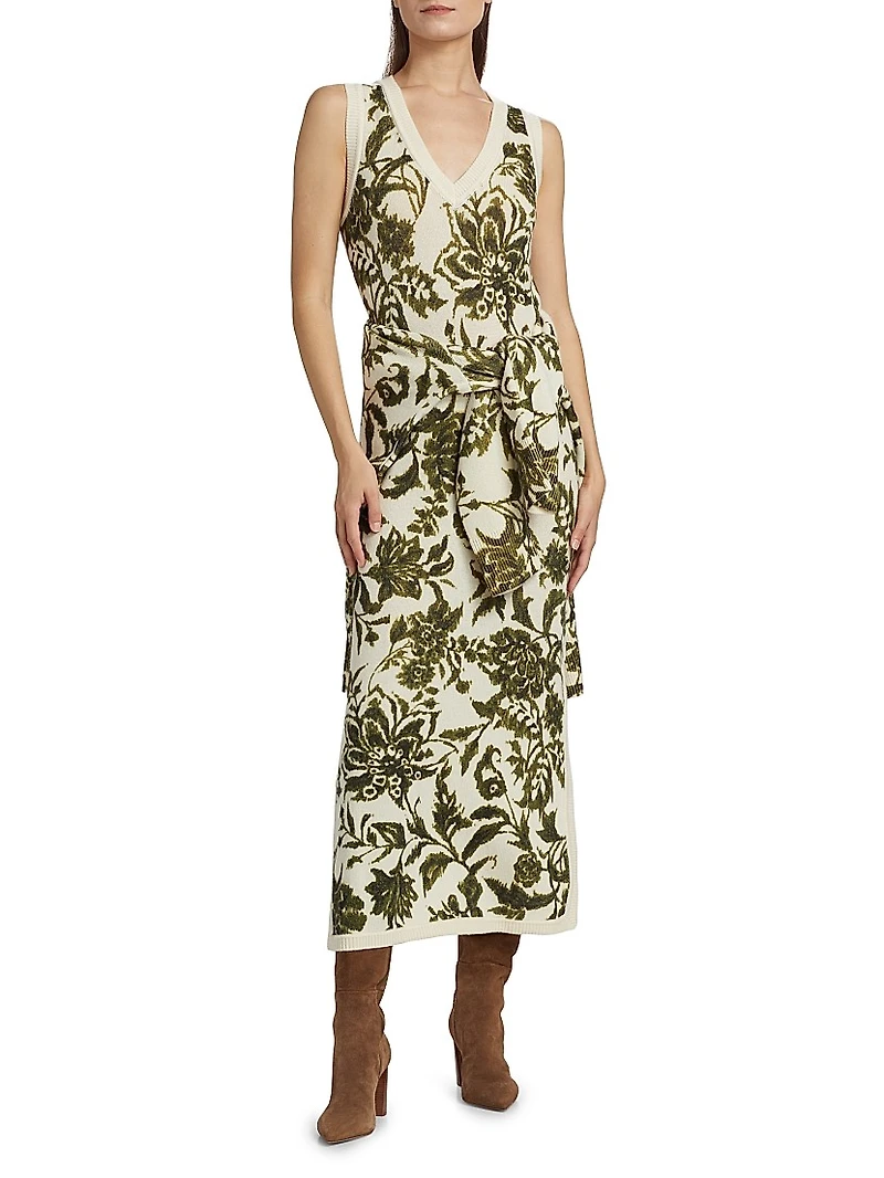 Roxanne Floral Wool-Blend Sleeveless Sweaterdress