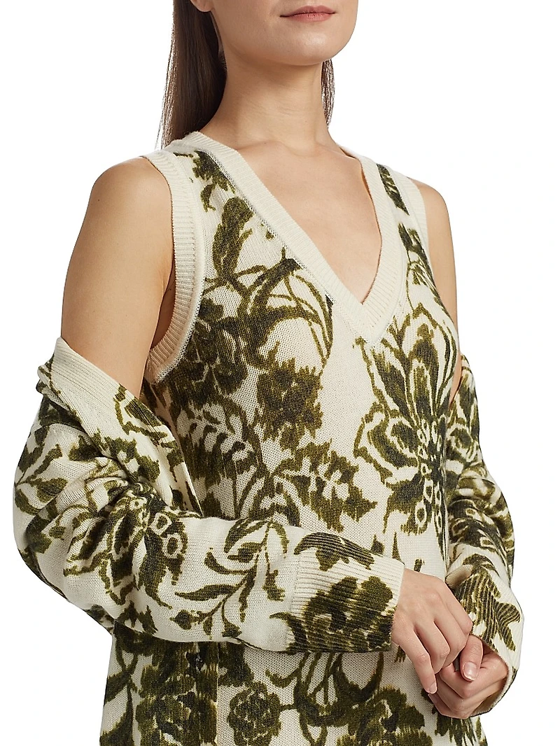 Roxanne Floral Wool-Blend Sleeveless Sweaterdress