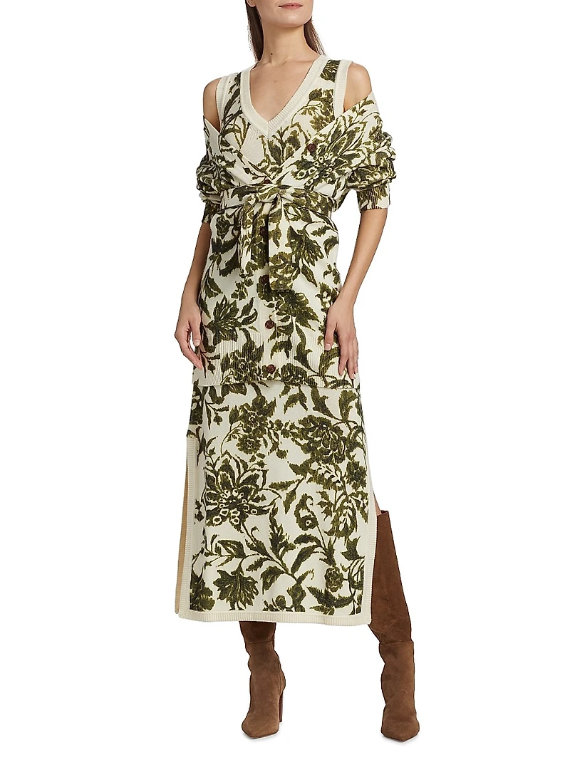 Roxanne Floral Wool-Blend Sleeveless Sweaterdress