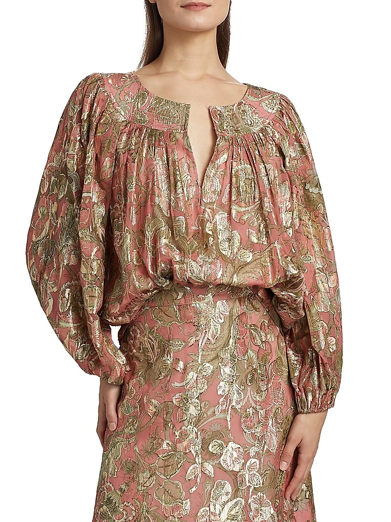 Tiana Metallic Floral Blouse