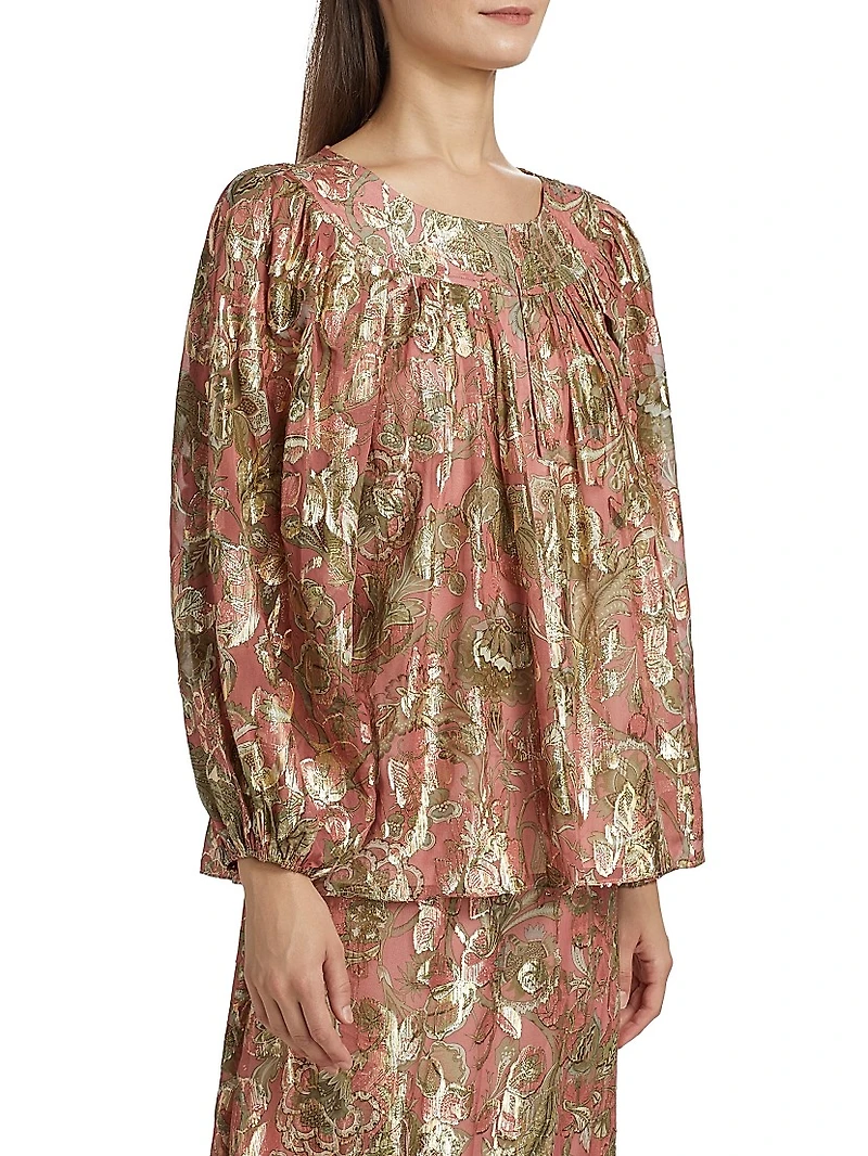 Tiana Metallic Floral Blouse