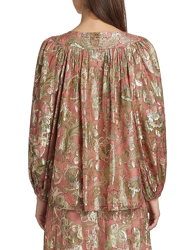 Tiana Metallic Floral Blouse