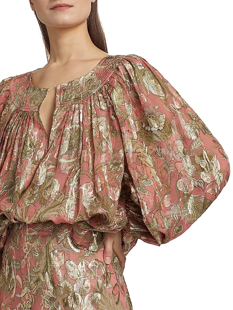 Tiana Metallic Floral Blouse