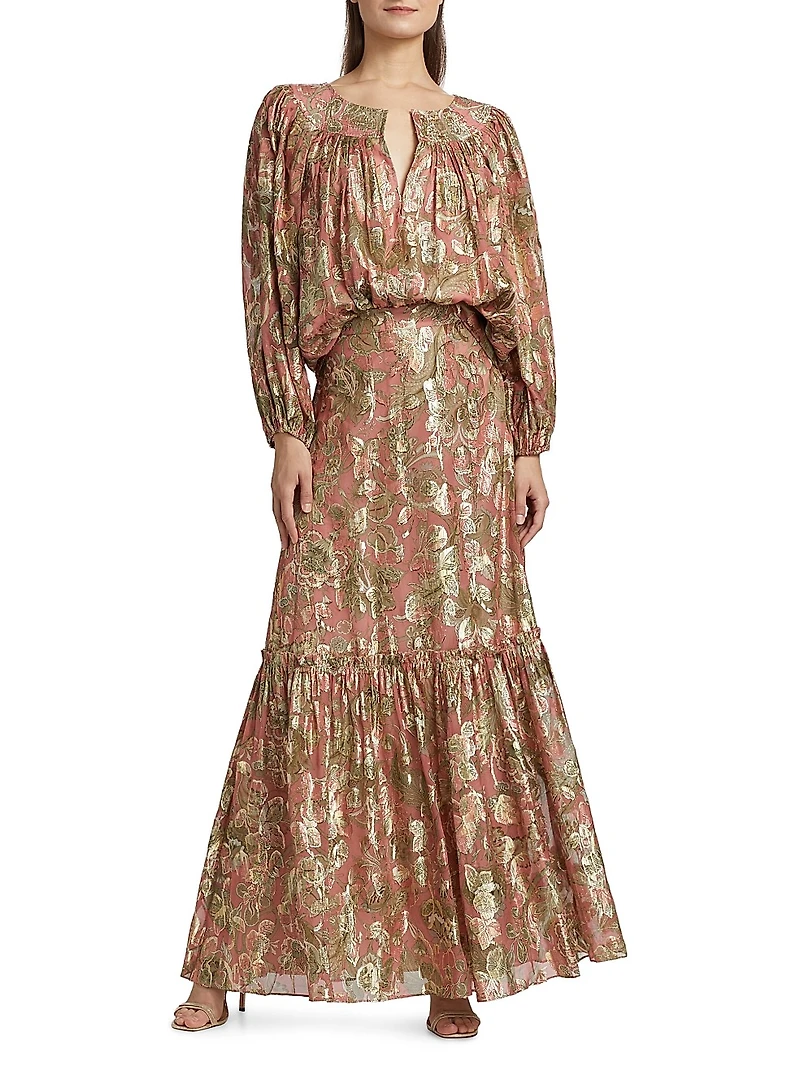 Tiana Metallic Floral Blouse