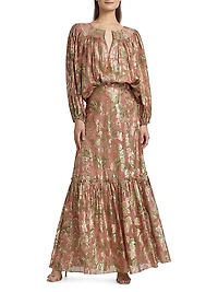 Tiana Metallic Floral Blouse