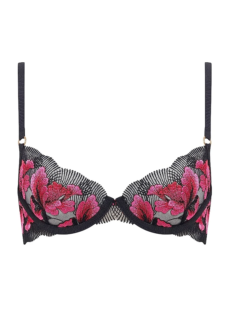 Embroidered Floral Underwire Bra