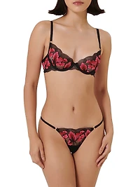 Embroidered Floral Underwire Bra