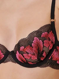 Embroidered Floral Underwire Bra