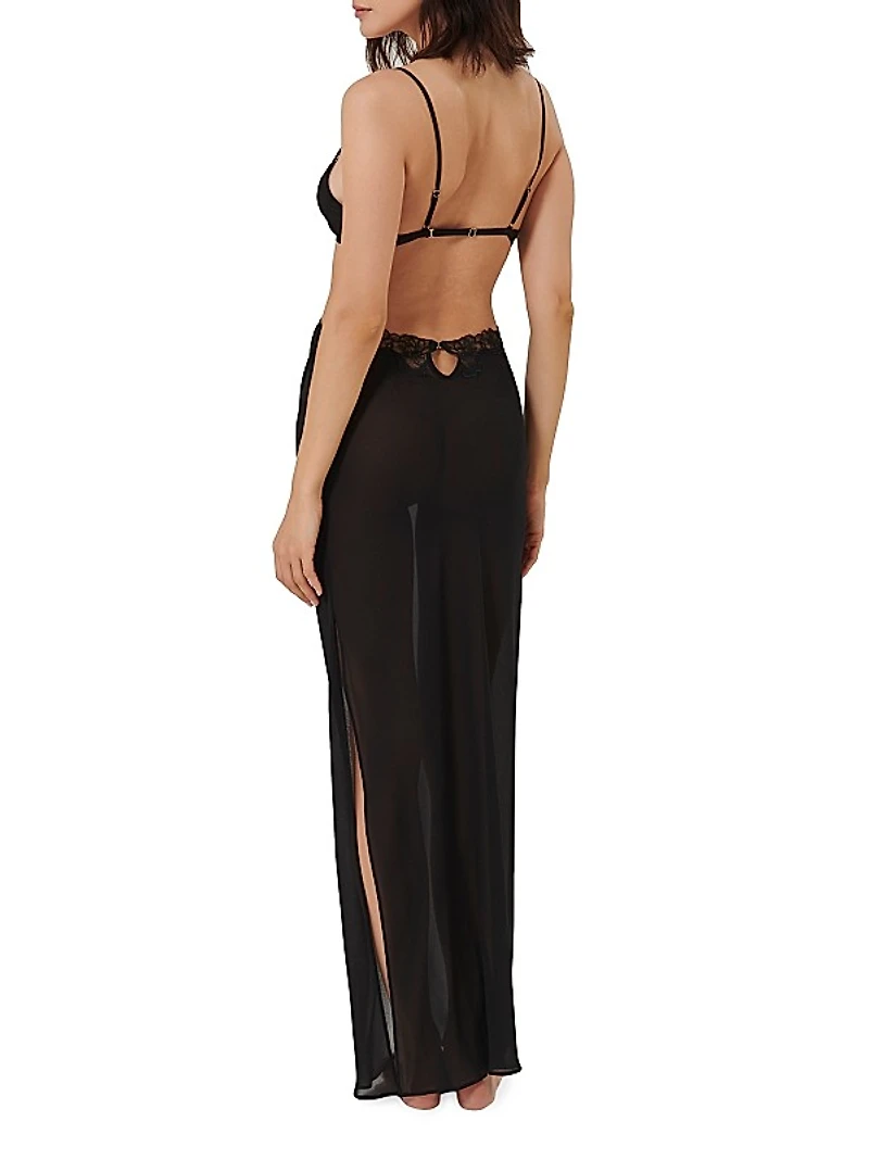 Chiffon Cut-Out Maxi Chemise