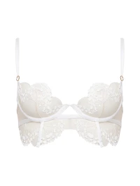 Floral-Embroidered Tulle Longline Bra