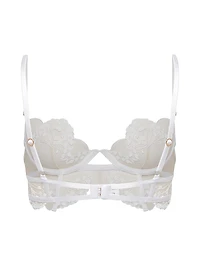 Floral-Embroidered Tulle Longline Bra