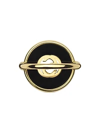 Interlocking G 18K Yellow Gold, Black Onyx & 0.042 TCW Diamond Ring
