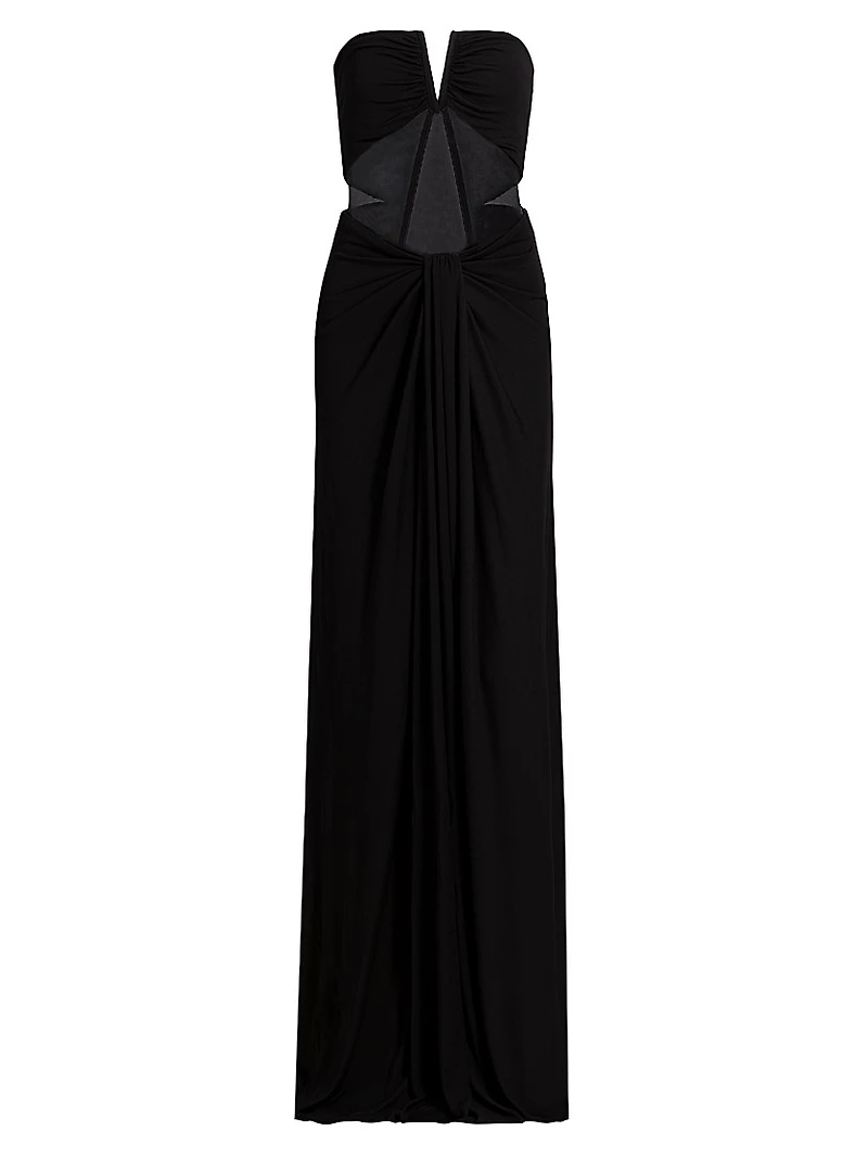 Mabel Sheer Panel Strapless Gown