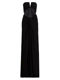 Mabel Sheer Panel Strapless Gown