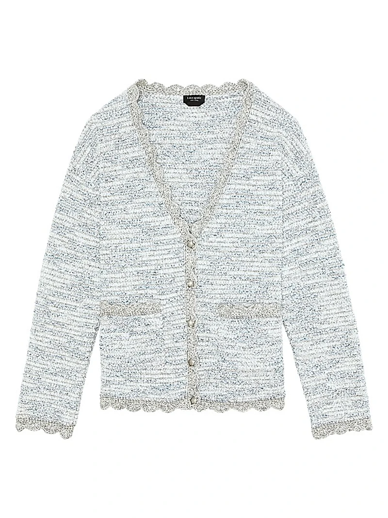 Mainline Scalloped Tweed V-Neck Cardigan