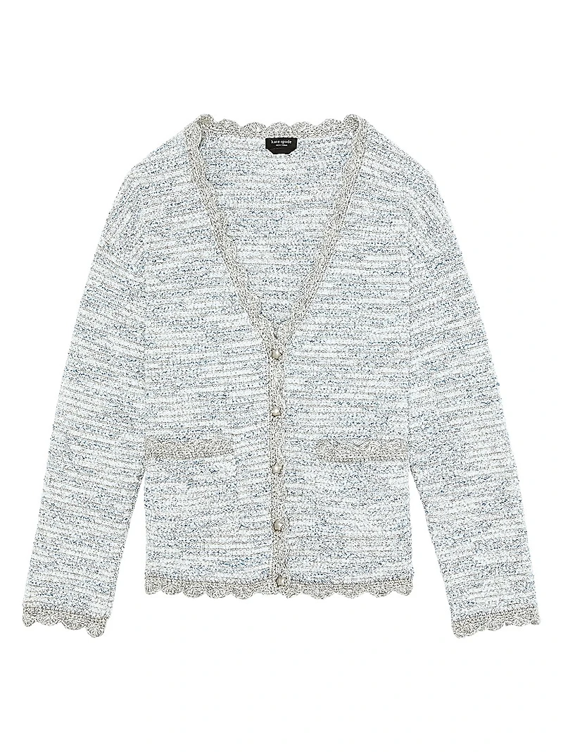 Mainline Scalloped Tweed V-Neck Cardigan