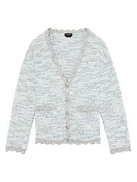 Mainline Scalloped Tweed V-Neck Cardigan