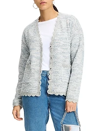 Mainline Scalloped Tweed V-Neck Cardigan