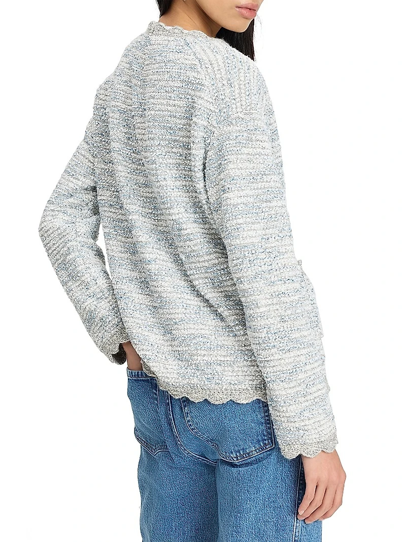 Mainline Scalloped Tweed V-Neck Cardigan