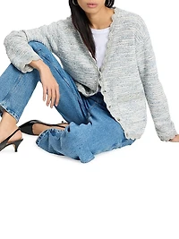 Mainline Scalloped Tweed V-Neck Cardigan