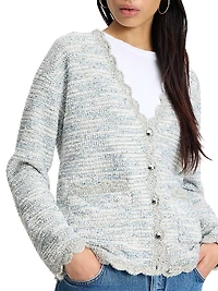 Mainline Scalloped Tweed V-Neck Cardigan