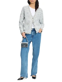 Mainline Scalloped Tweed V-Neck Cardigan