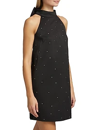 Mainline Mia Rhinestone Halter Minidress