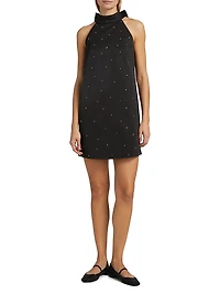 Mainline Mia Rhinestone Halter Minidress