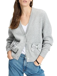 Mainline Embellished Bow V-Neck Cardigan